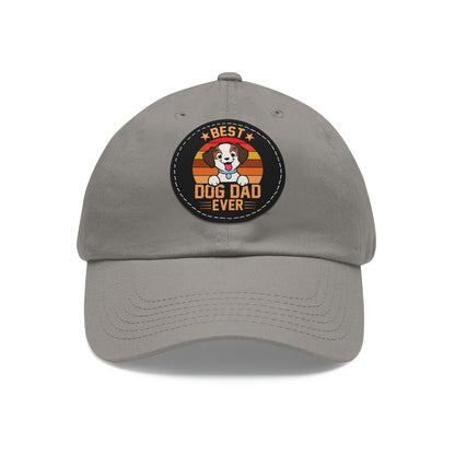 Best Dog Dad Ever - Circle - Dad Hat with Leather Patch (Round)