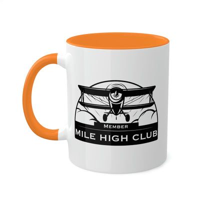 Mile High Club - Biplane - Black  - Colorful Mugs, 11oz