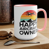 Happy Aircraft Owner - Retro - Two-Tone Coffee Mugs, 15oz