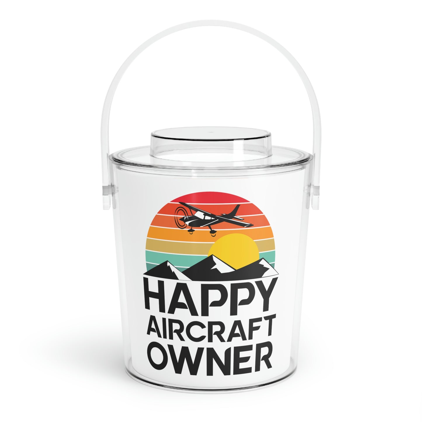 Happy Aircraft Owner - Retro - Ice Bucket with Tongs