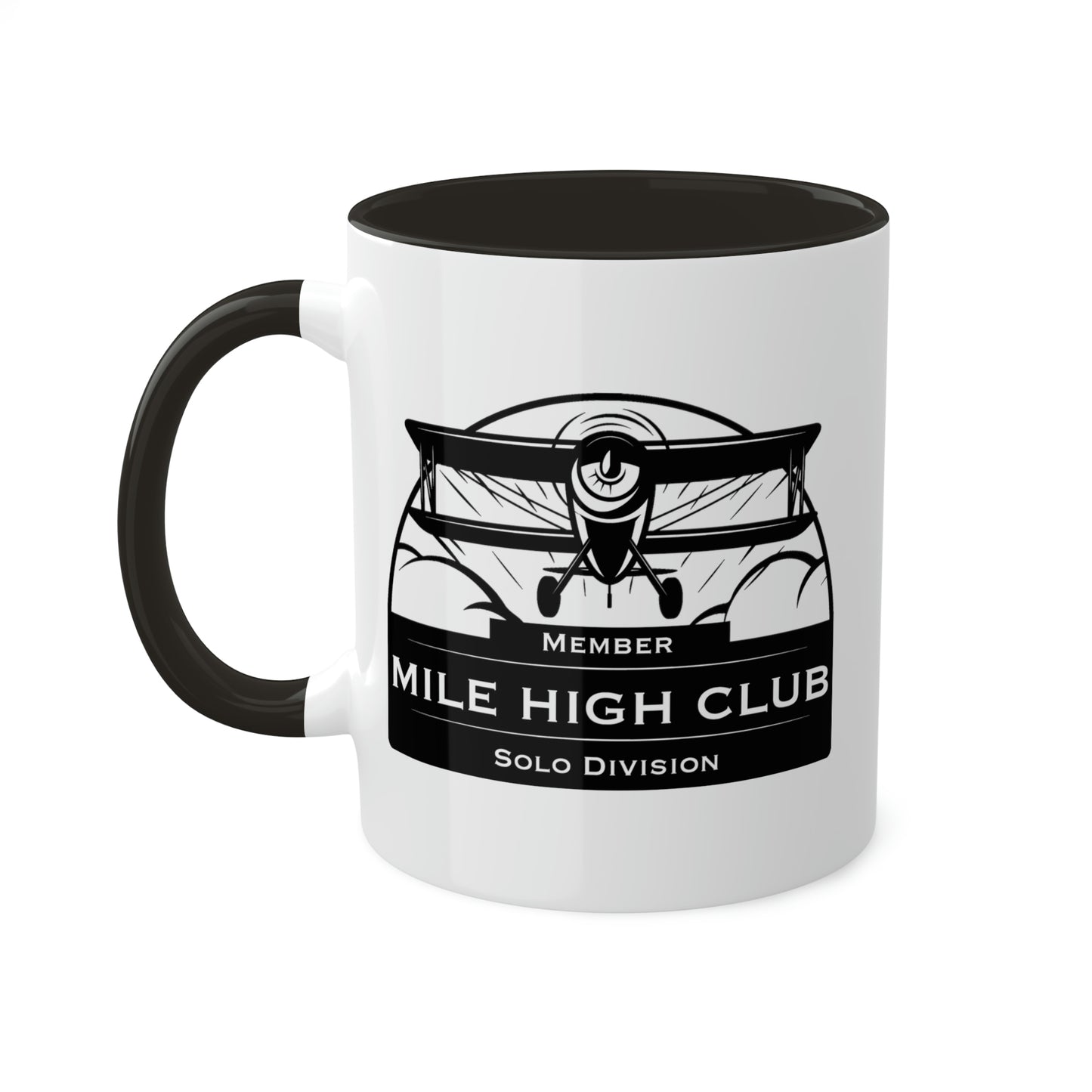 Mile High Club - Biplane - Solo Division - Black  - Colorful Mugs, 11oz