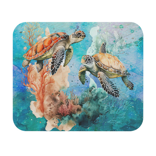 Sea Turtles - v4 - Watercolor - Mouse Pad (Rectangle)