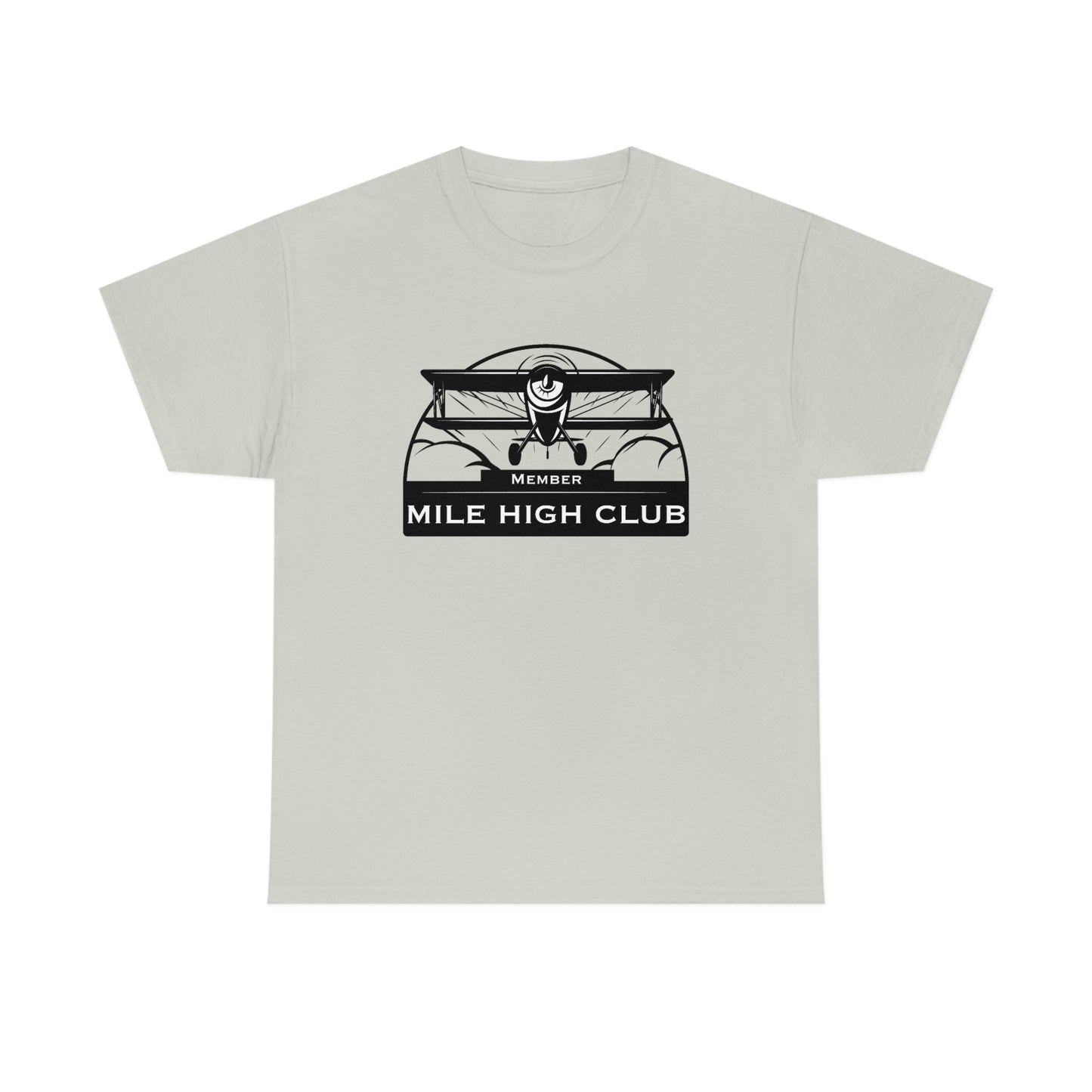 Mile High Club - Biplane - Black - Unisex Heavy Cotton Tee