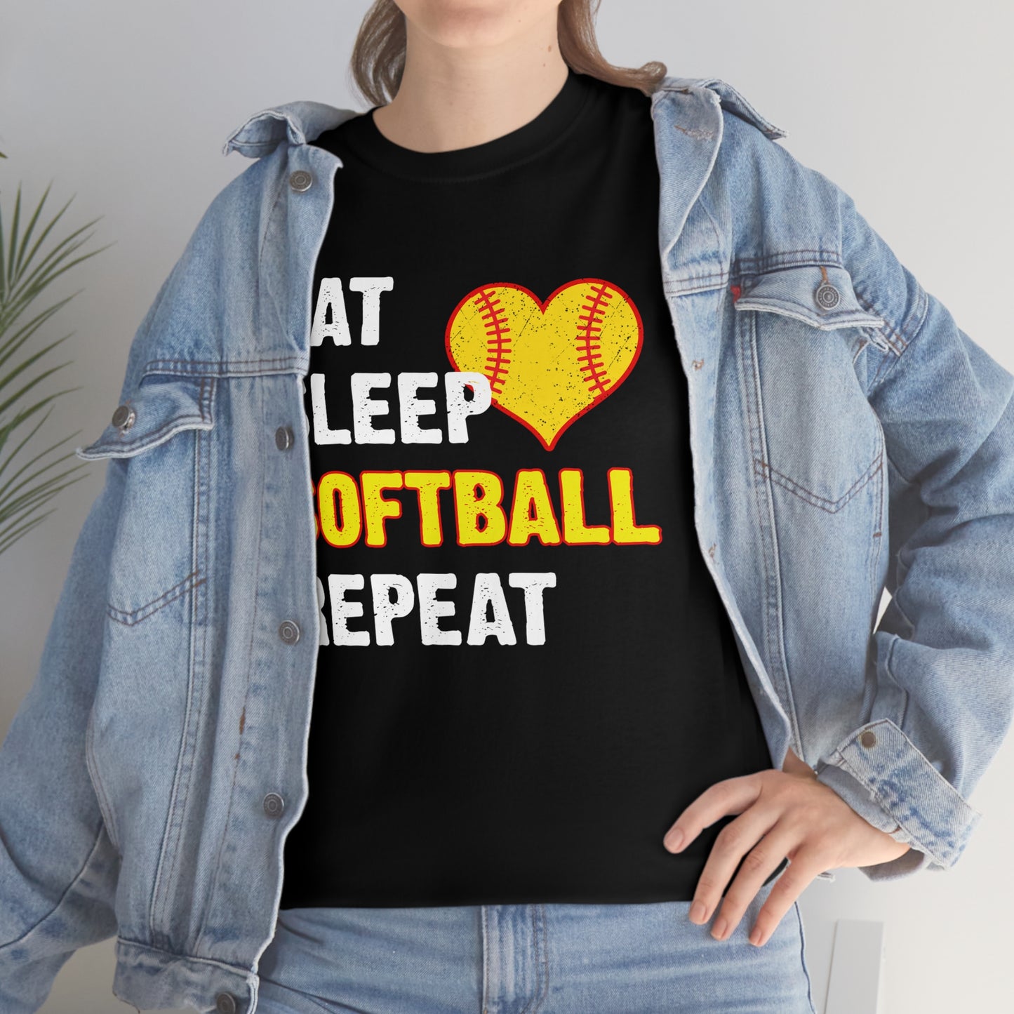 Eat - Sleep - Softball - Repeat - Unisex Heavy Cotton Tee