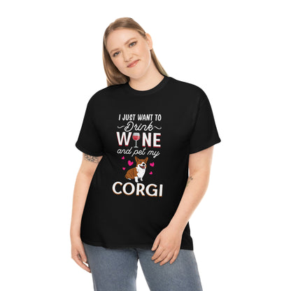 Drink Win And Pet Corgi - Unisex Heavy Cotton Tee