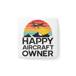 Happy Aircraft Owner - Retro - Porcelain Magnet, 2" x 2" Square
