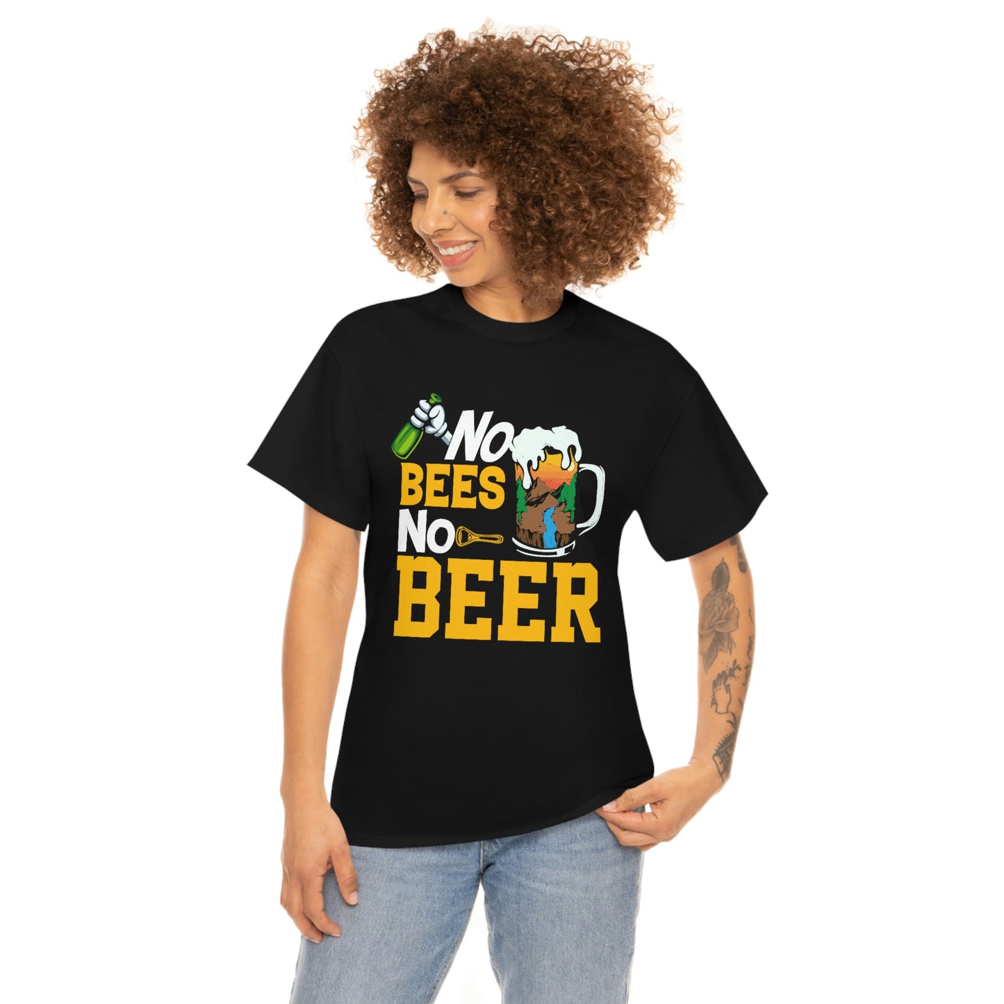 No Bees, No Beer - Unisex Heavy Cotton Tee