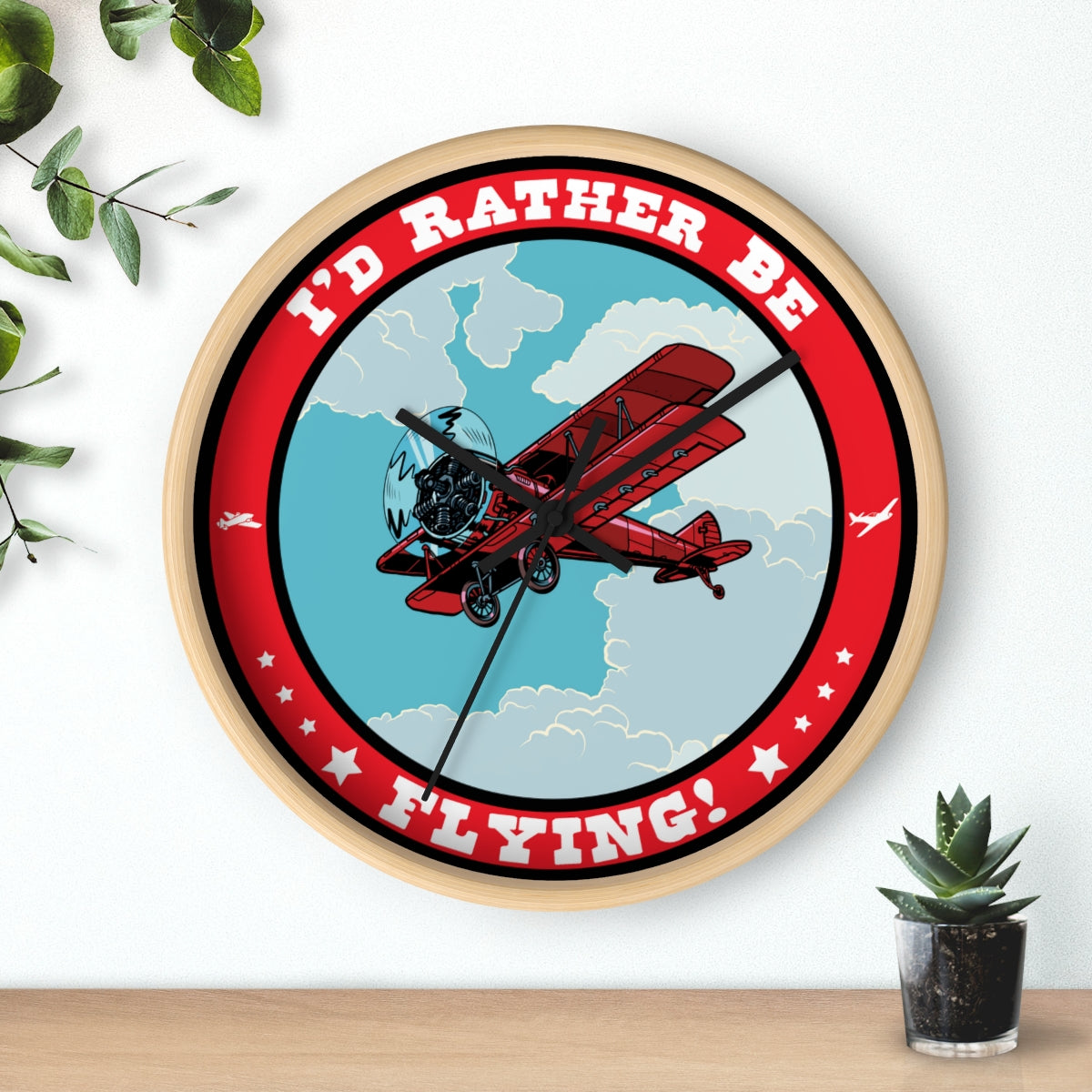 I'd Rather Be Flying - Circle - Wall Clock