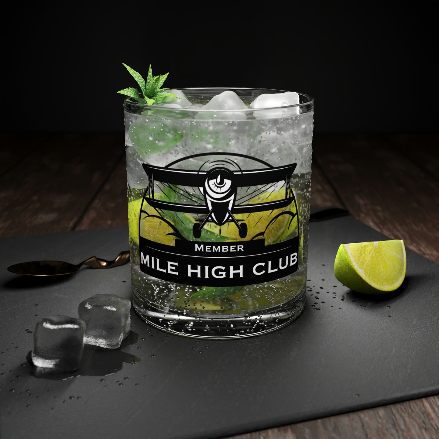 Mile High Club - Biplane - Black - Bar Glass