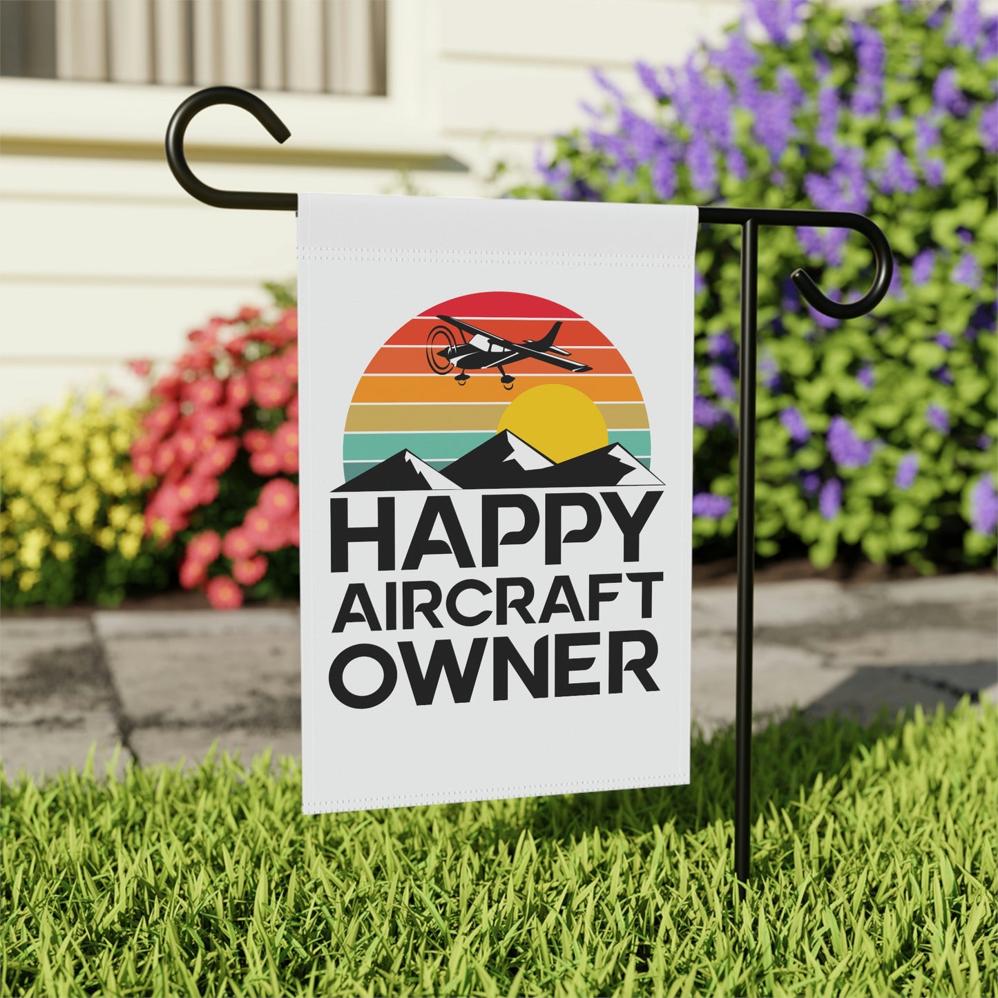 Happy Aircraft Owner - Retro - 12" x 18" Garden Flag