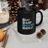 Eat - Sleep - Hockey - Repeat - 11oz Black Mug