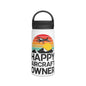 Happy Aircraft Owner - Retro - Stainless Steel Water Bottle, Handle Lid - 12 oz.