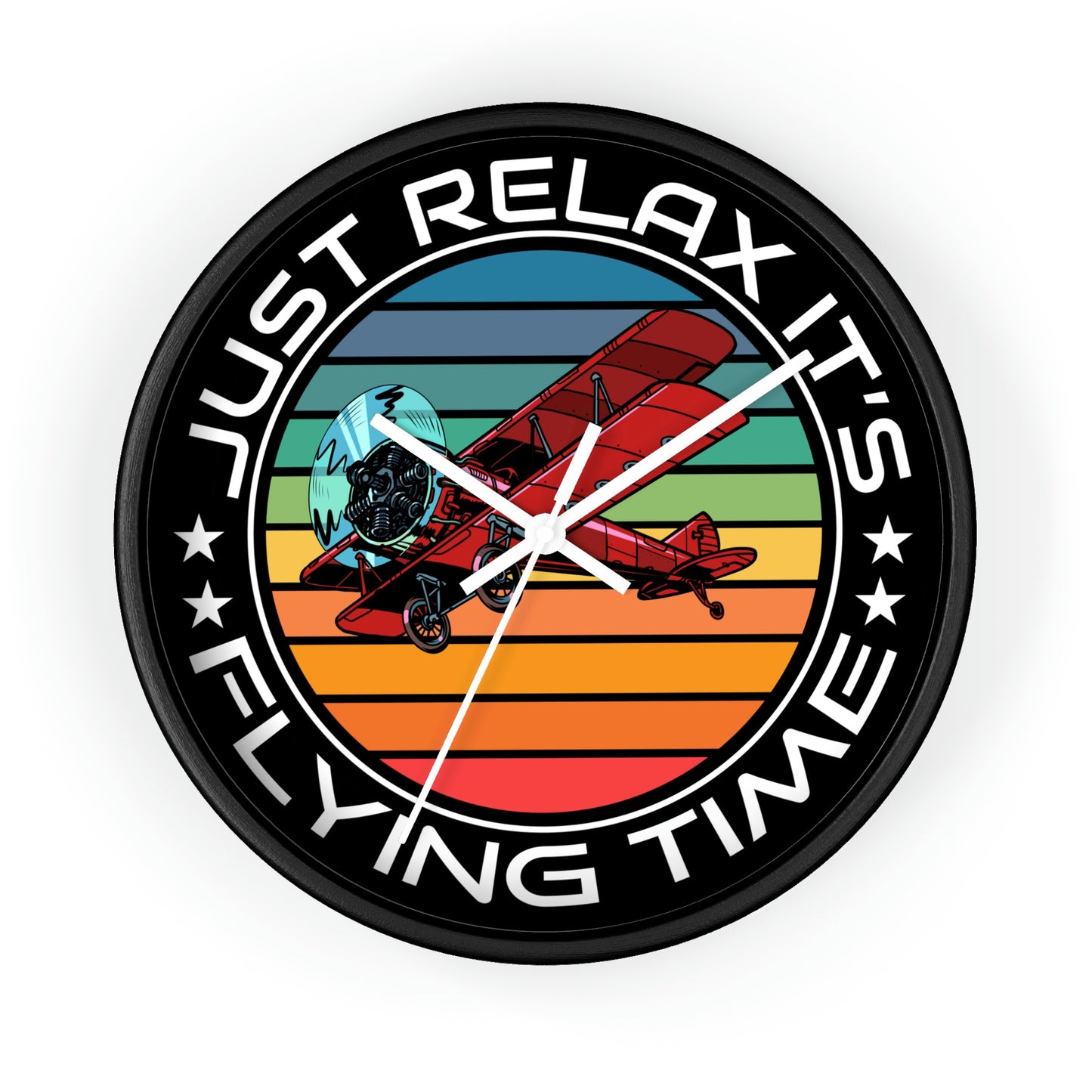 Just Relax - Flying Time - Biplane - Wall Clock