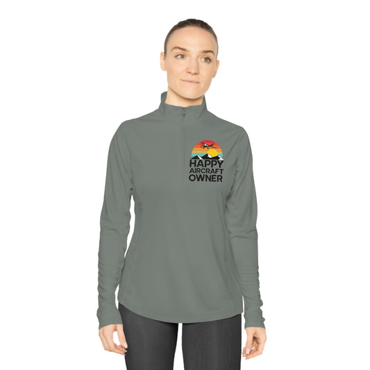 Happy Aircraft Owner - Retro - Ladies Quarter-Zip Pullover