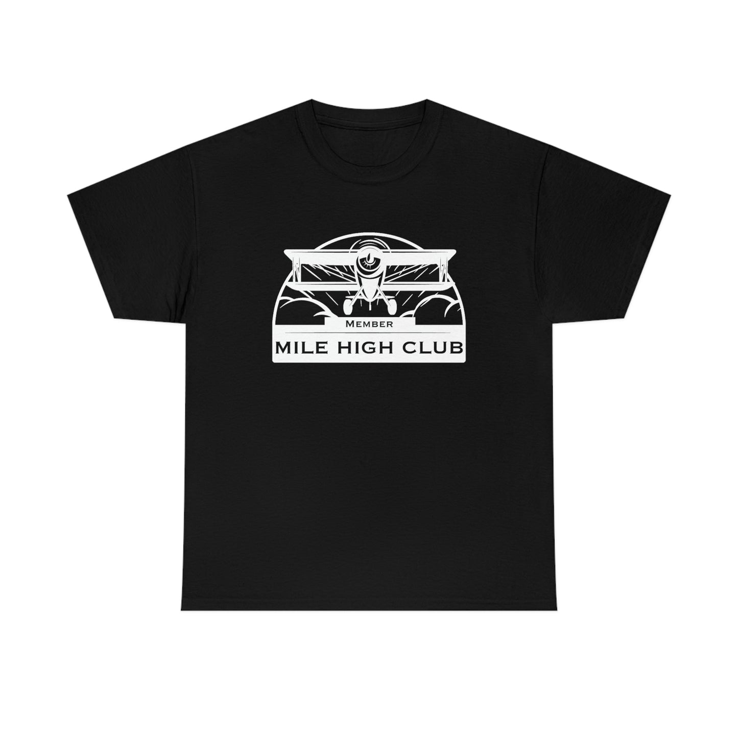 Mile High Club - Biplane - White - Unisex Heavy Cotton Tee