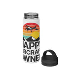 Happy Aircraft Owner - Retro - Stainless Steel Water Bottle, Handle Lid - 18 oz.