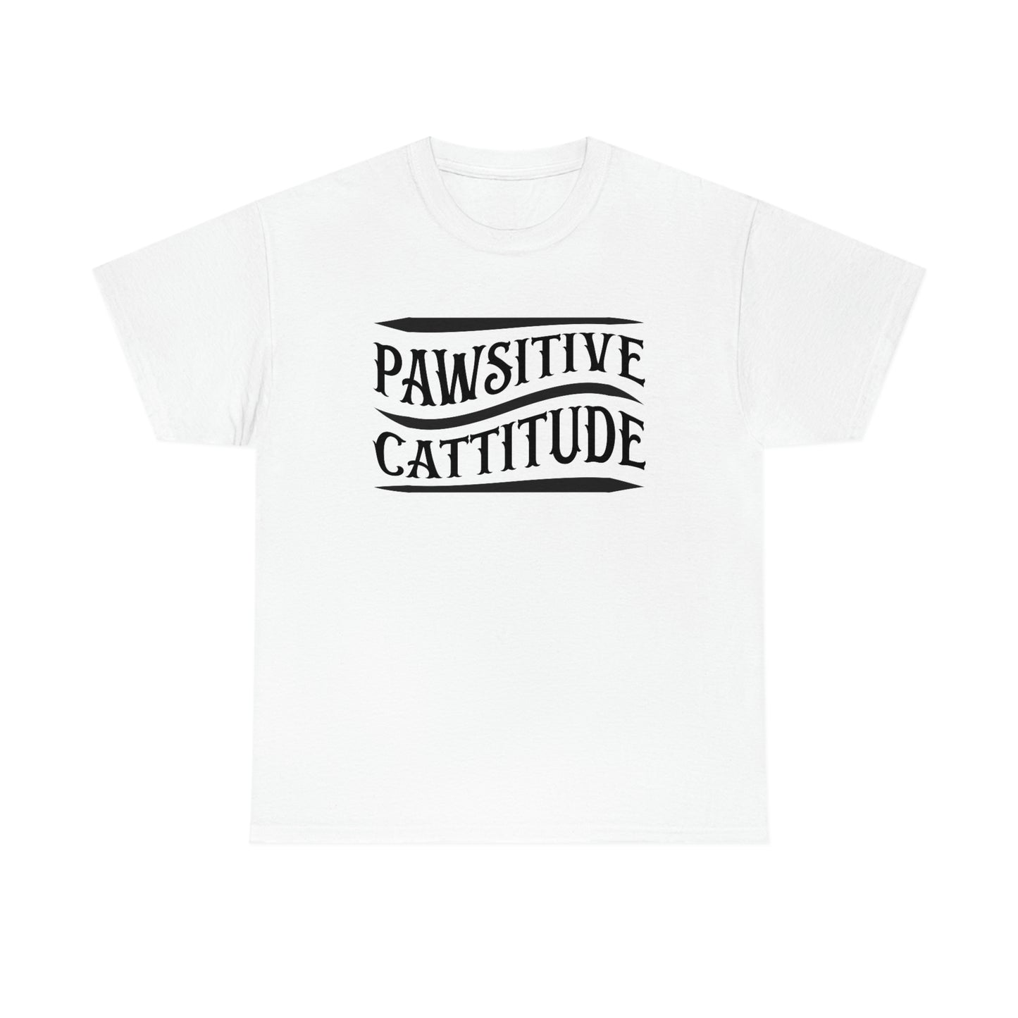 Pawsitive Cattitude - Unisex Heavy Cotton Tee