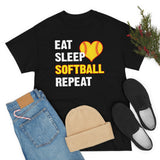 Eat - Sleep - Softball - Repeat - Unisex Heavy Cotton Tee