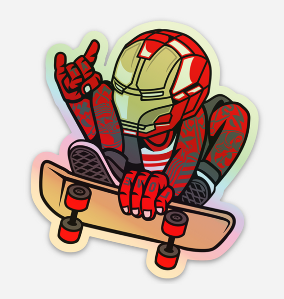 Iron Man - Skateboard - Holographic Sticker