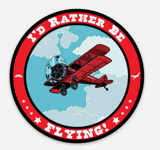 I'd Rather Be Flying - Circle - Vinyl Sticker