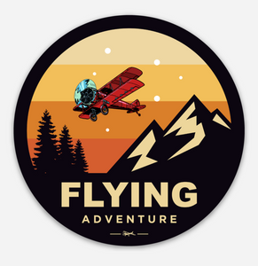 Flying Adventure - Biplane - 3" - Circle Label