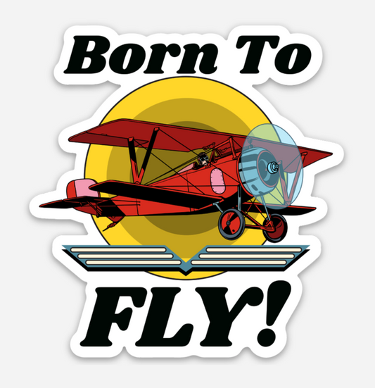 Born To Fly - Biplane - 2.84" x 3" - Die Cut Sheet Labels