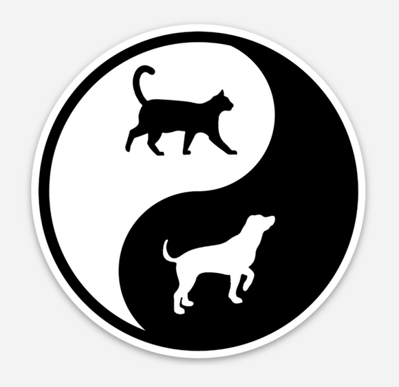 Yin Yang - Cat Dog - Circle Vinyl Sticker