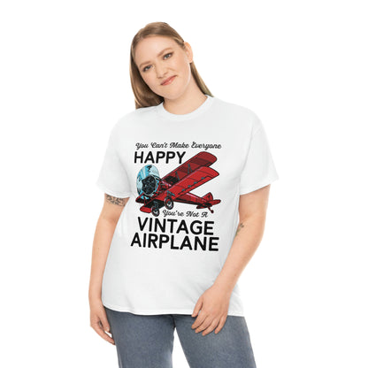 You Can't Make Everyone Happy - Biplane - Black - Unisex Heavy Cotton Tee