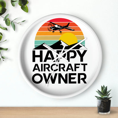 Happy Aircraft Owner - Retro - Circle - Wall Clock