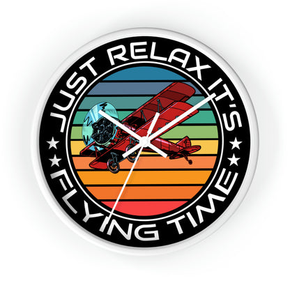 Just Relax - Flying Time - Biplane - Wall Clock