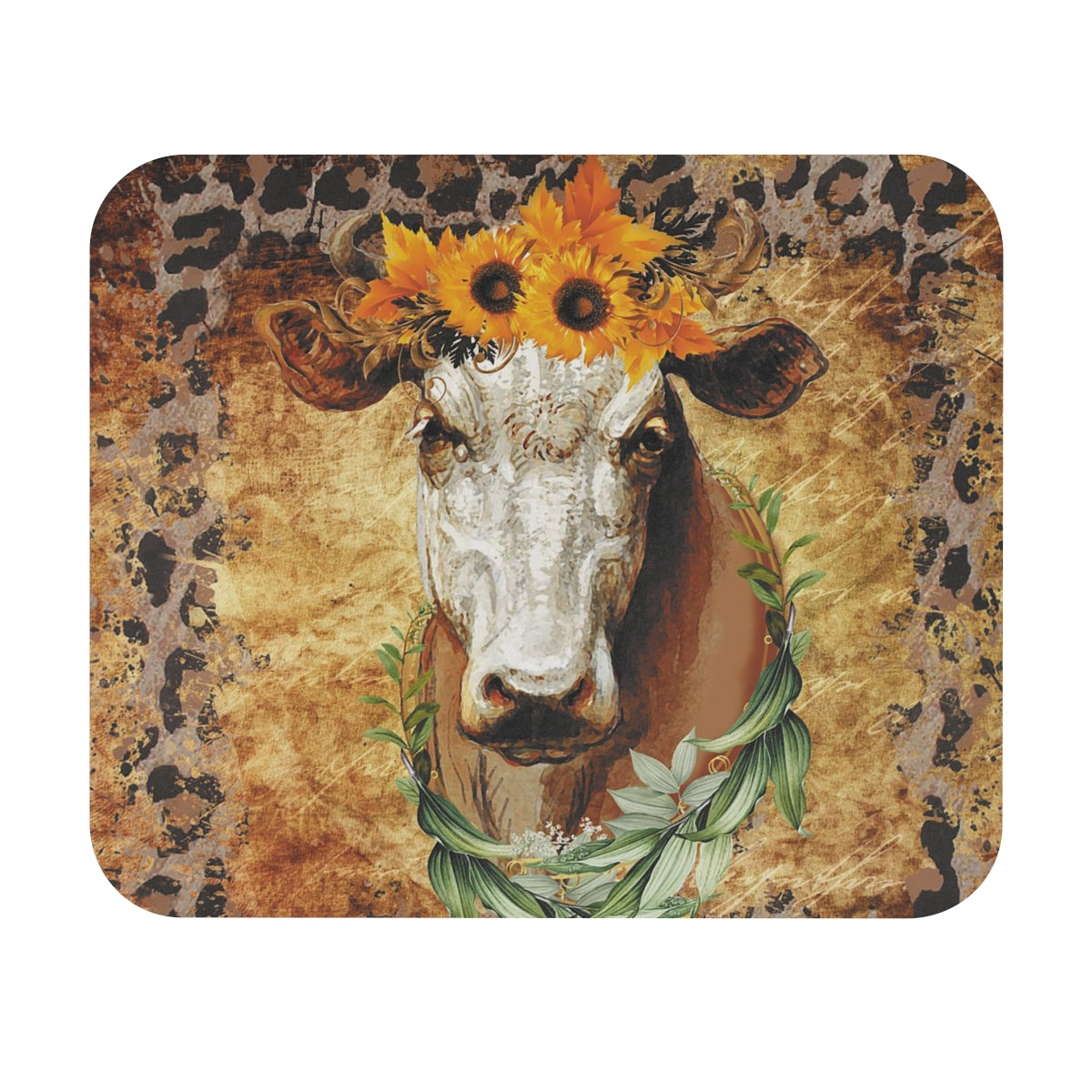 Brown Flower Cow - Mouse Pad (Rectangle)