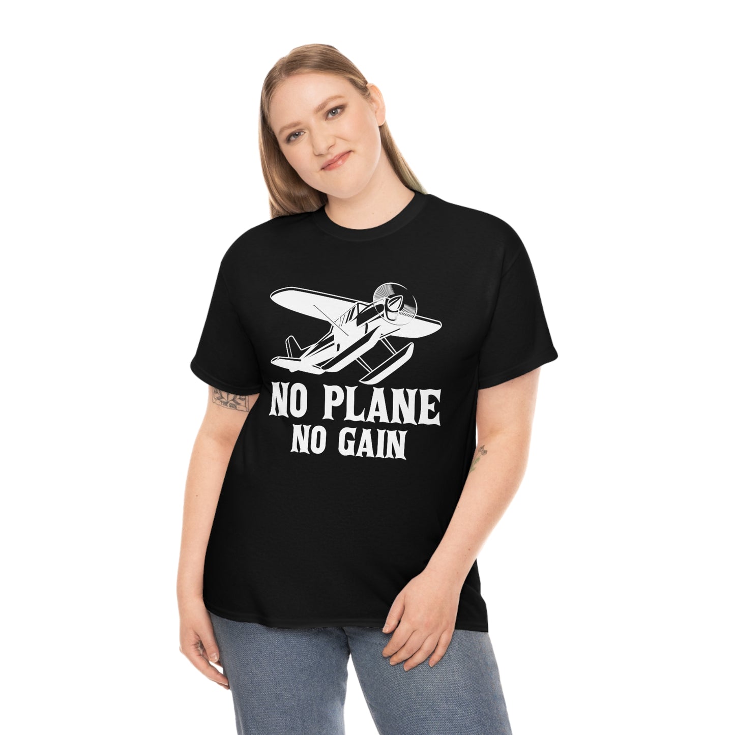 No Plane No Gain - Unisex Heavy Cotton Tee