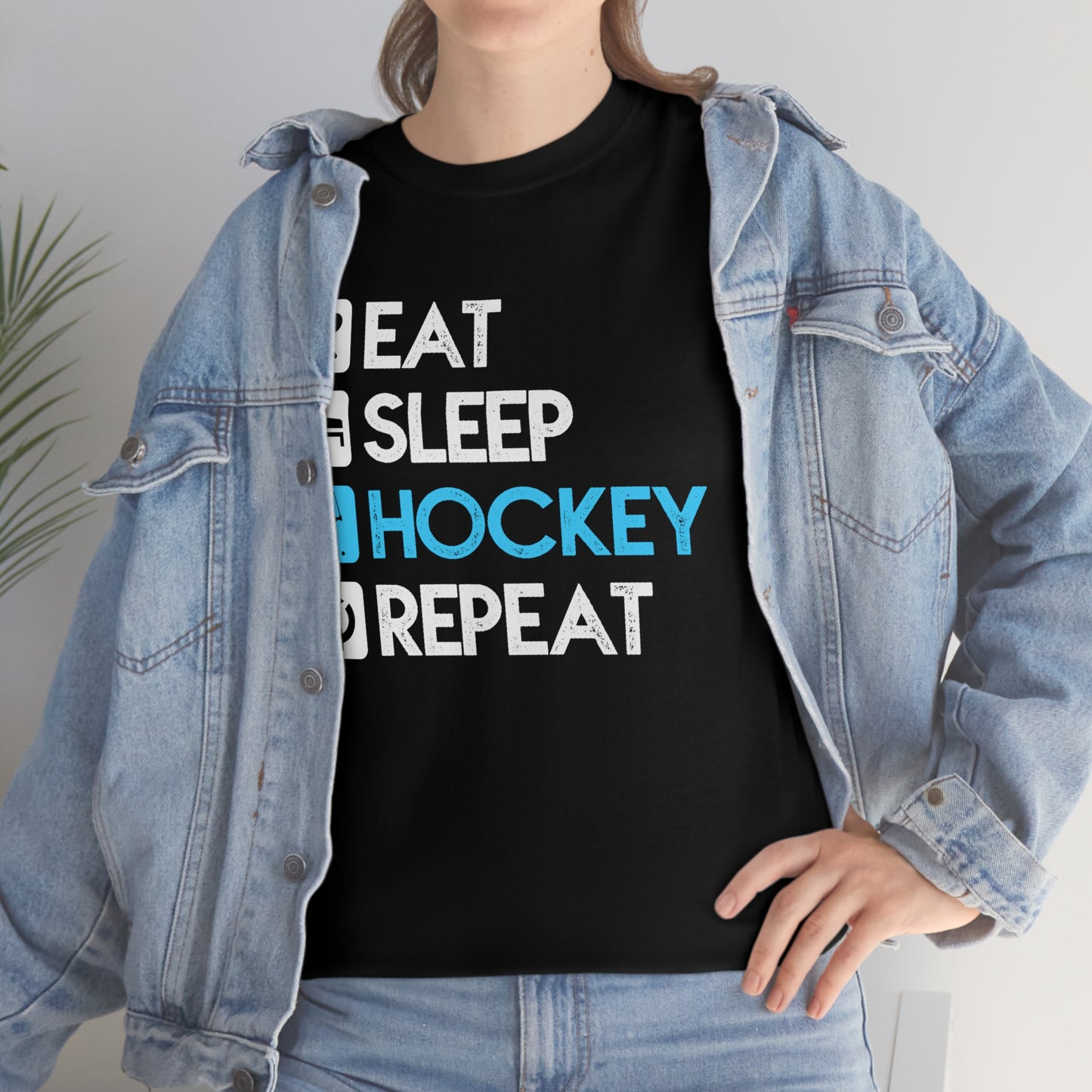 Eat - Sleep - Hockey - Repeat - Unisex Heavy Cotton Tee