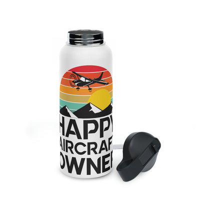 Happy Aircraft Owner - Retro - Stainless Steel Water Bottle, Standard Lid - 32 oz.