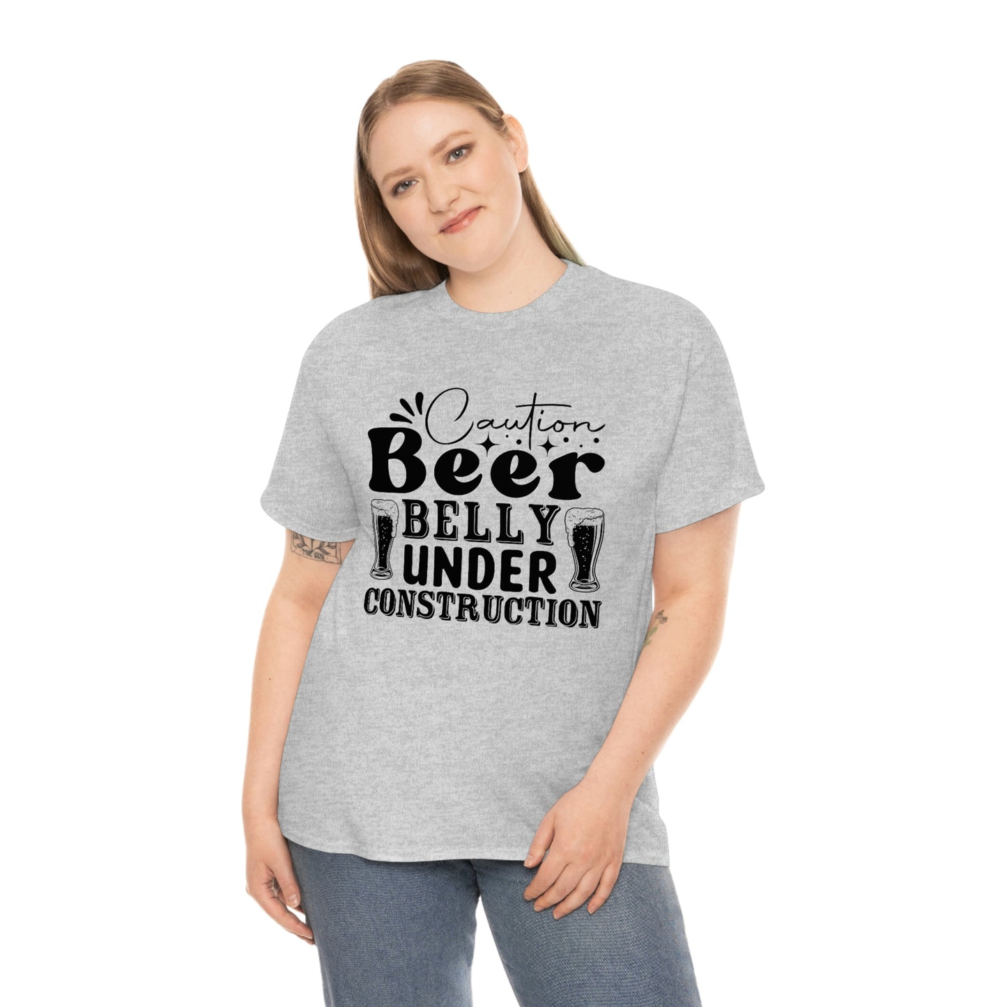 Beer Belly Under Construction - Black - Unisex Heavy Cotton Tee