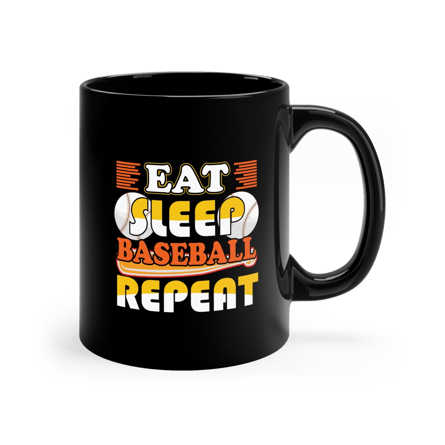 Eat - Sleep - Baseball - Repeat - 11oz Black Mug