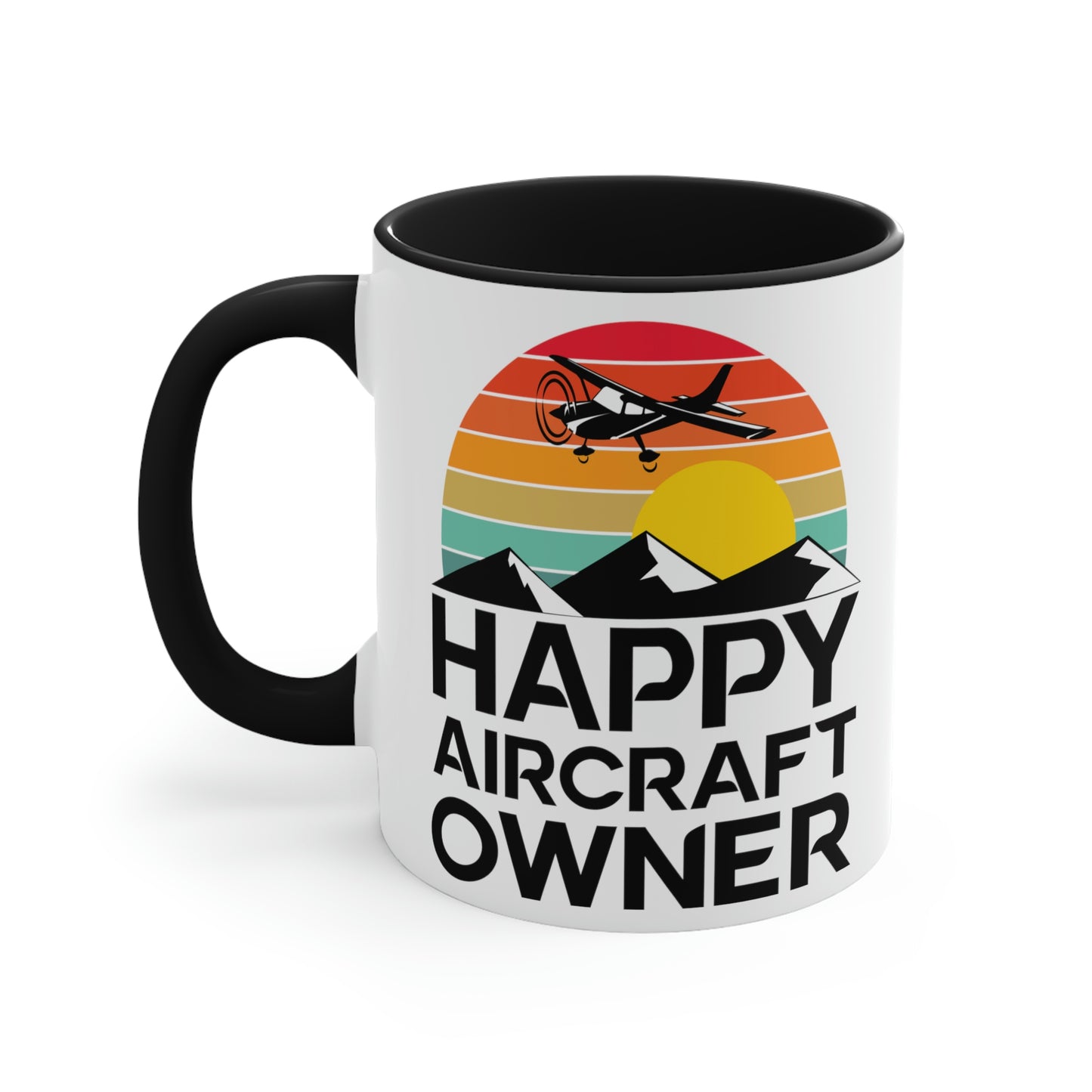 Happy Aircraft Owner - Retro - Accent Coffee Mug, 11oz