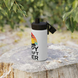 Happy Aircraft Owner - Retro - Stainless Steel Water Bottle, Sports Lid - 12 oz.