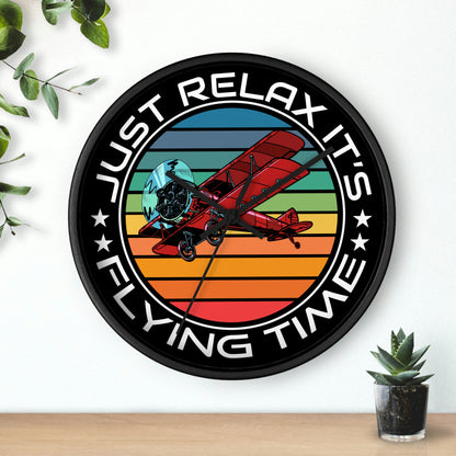 Just Relax - Flying Time - Biplane - Wall Clock