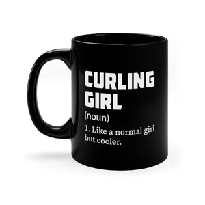 Curling Girl - 11oz Black Mug