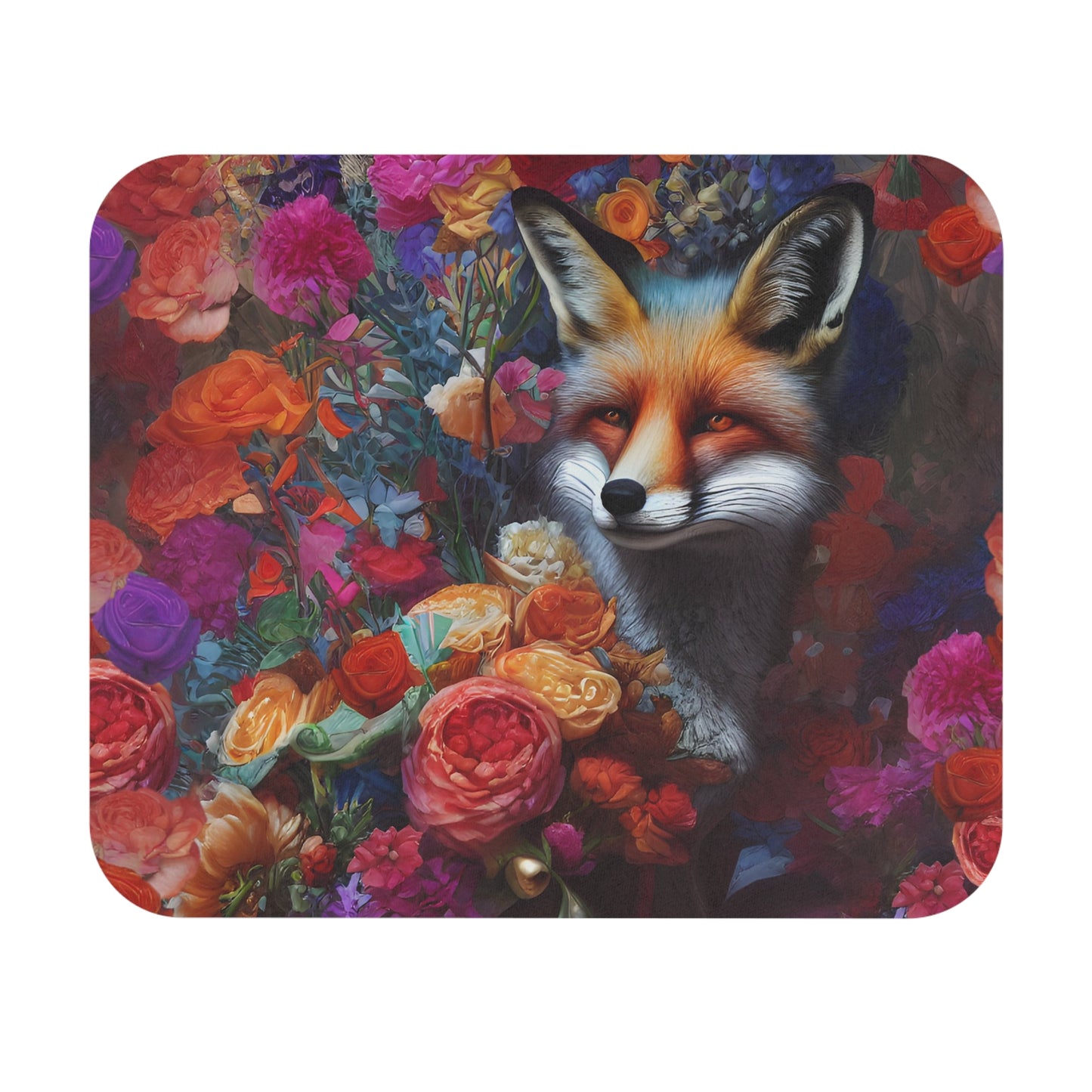 Fox - Floral - Mouse Pad (Rectangle)