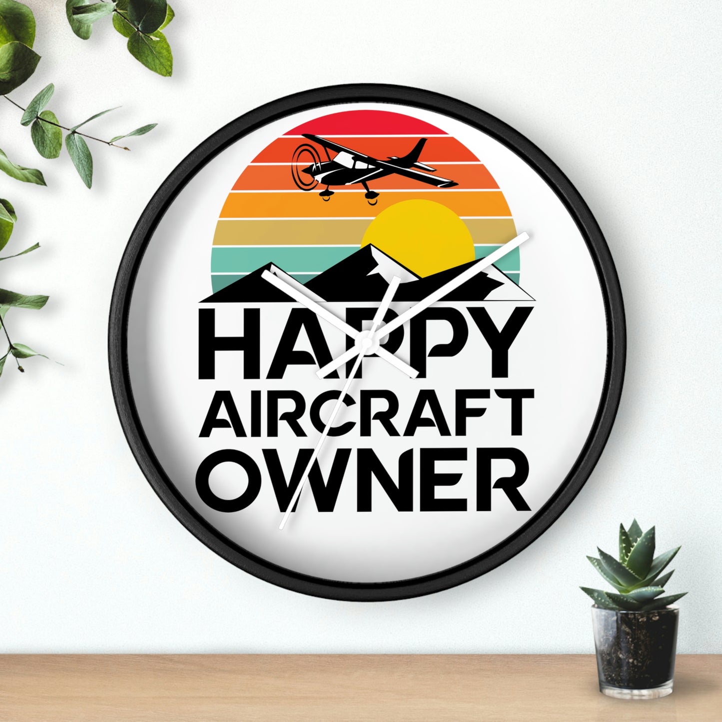 Happy Aircraft Owner - Retro - Circle - Wall Clock