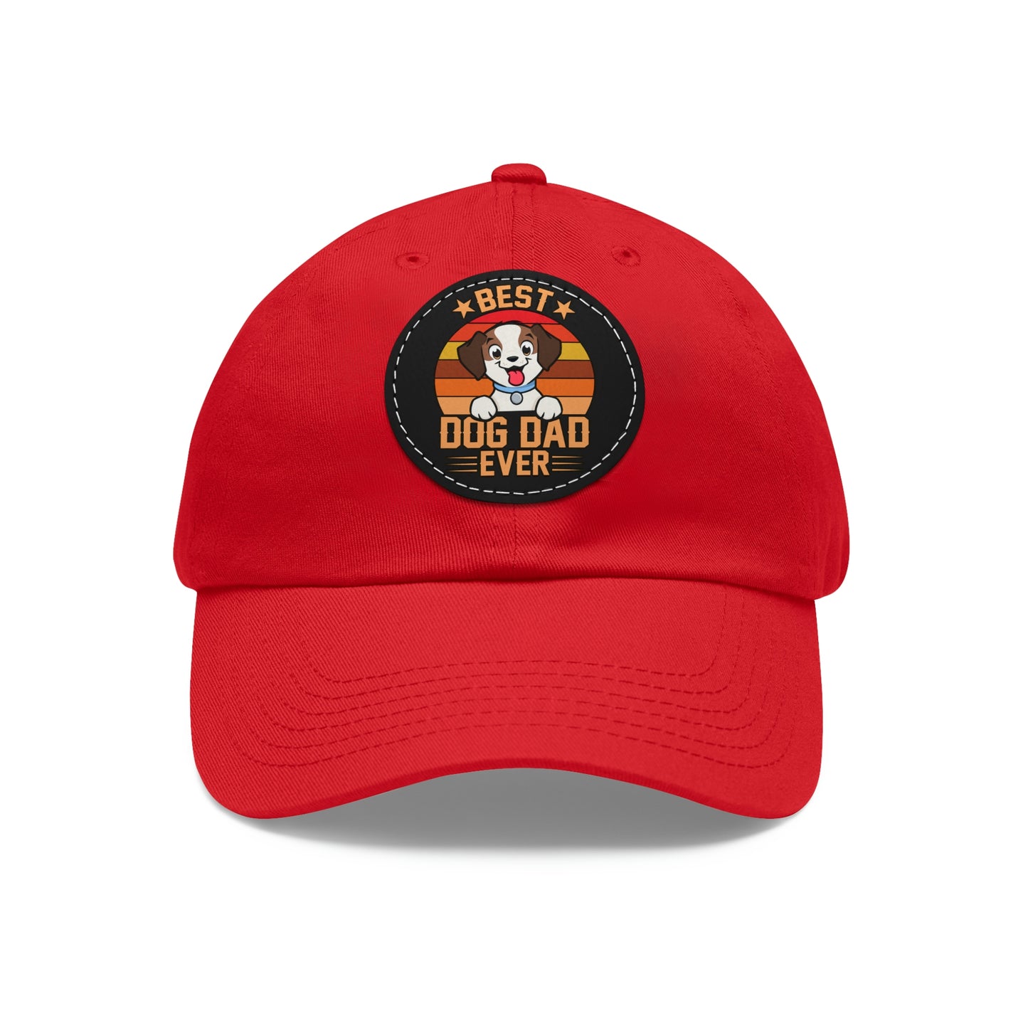 Best Dog Dad Ever - Circle - Dad Hat with Leather Patch (Round)