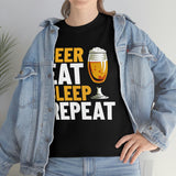 Beer, Eat, Sleep, Repeat - Unisex Heavy Cotton Tee