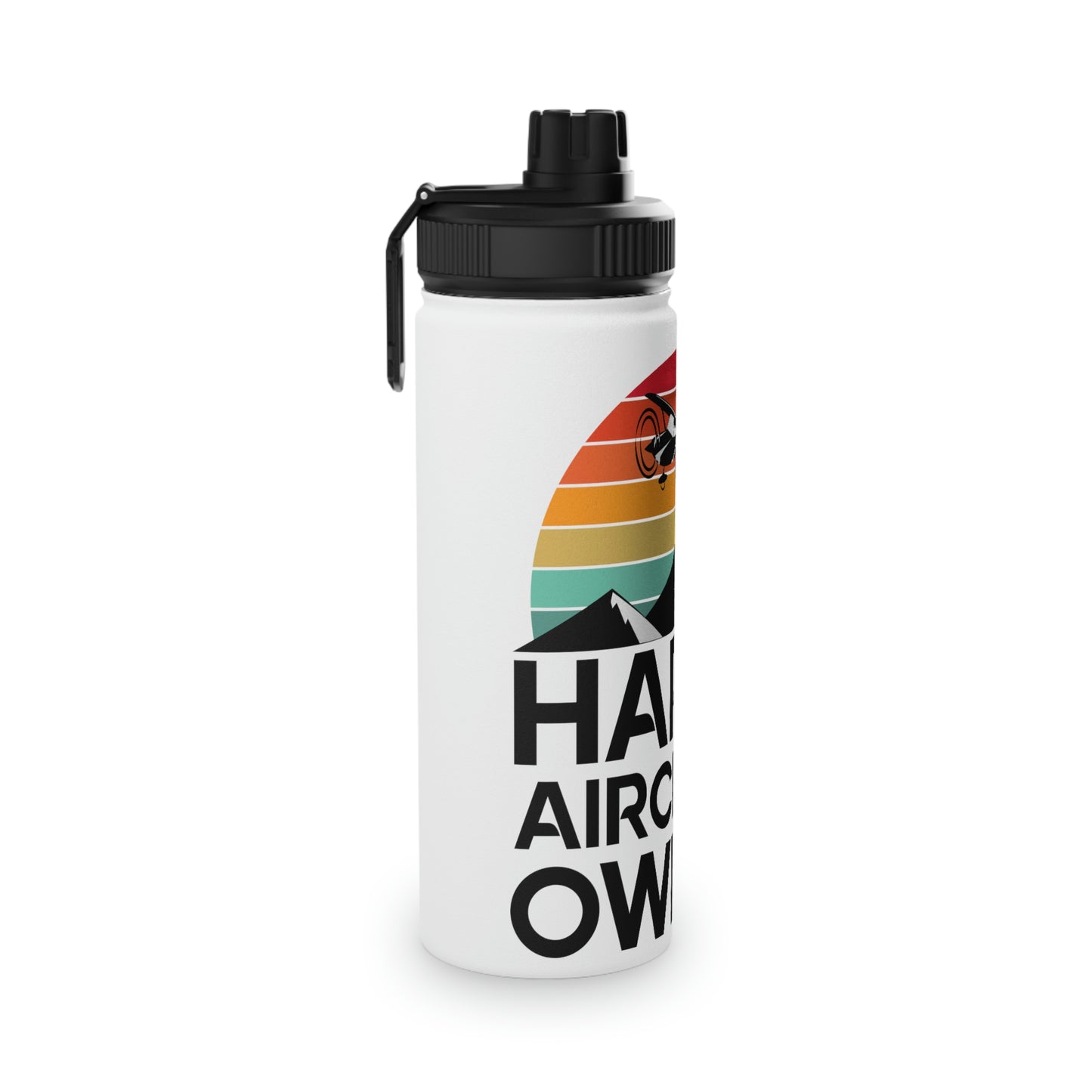 Happy Aircraft Owner - Retro - Stainless Steel Water Bottle, Sports Lid - 18 oz.