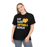 Eat - Sleep - Softball - Repeat - Unisex Heavy Cotton Tee