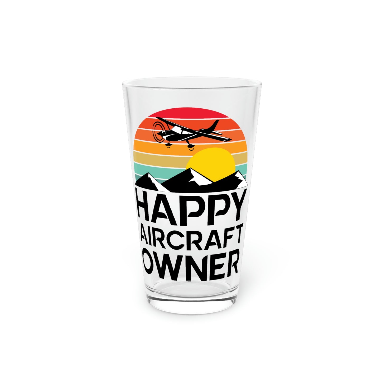 Happy Aircraft Owner - Retro - Pint Glass, 16oz