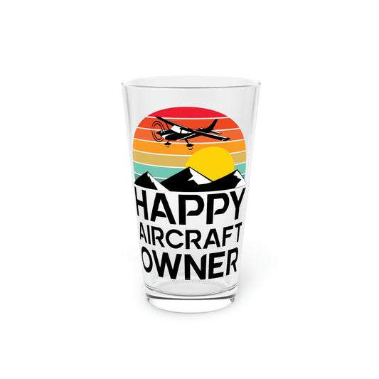 Happy Aircraft Owner - Retro - Pint Glass, 16oz