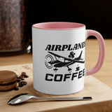 Airplanes And Coffee - Black - Accent Coffee Mug, 11oz
