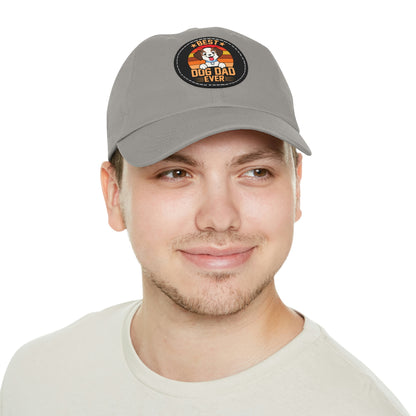 Best Dog Dad Ever - Circle - Dad Hat with Leather Patch (Round)